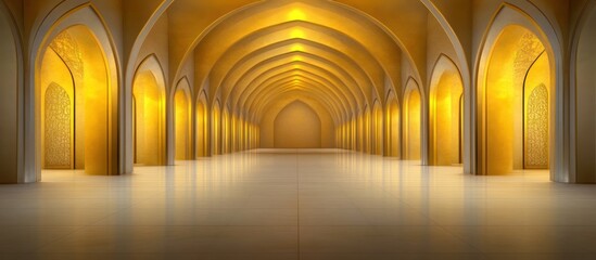 Obraz premium Golden Hallway: Architectural Majesty