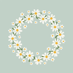 arrangement, background, banner, beautiful, bloom, blossom, border, botanical, camomile, card, celebration, chamomile, circle, congratulation, cute, daisy, decor, decoration, decorative, design, desig