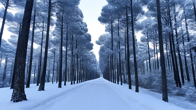 Pinar de pino silvestre en invierno