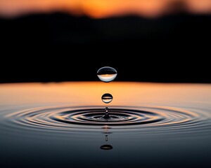 Sunset Water Drop Impact for Ripple Effect.