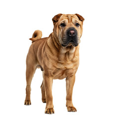 A Shar Pei dog standing on a transparent background.