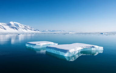 Fresh and natural winter snow and ice theme e-commerce product display background