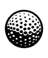 an outline black and white golf ball isolated on white 