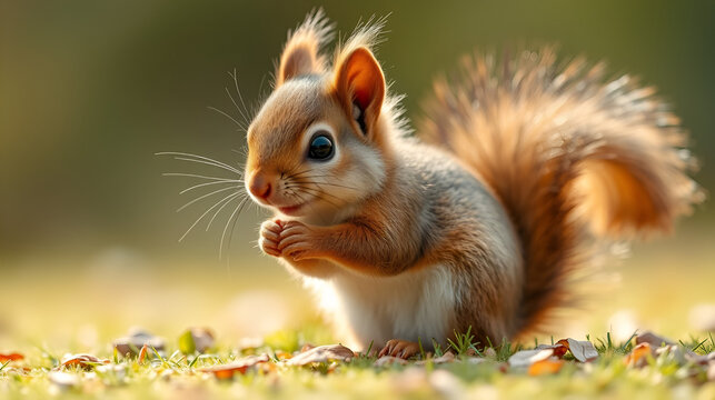 Cute and sweet furry and flappy baby squirrel,
