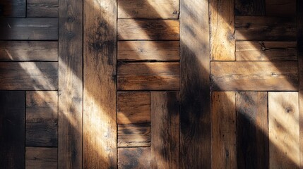 Wooden floor with sunbeams