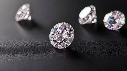 Closeup Of Diamonds On Dark Background