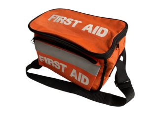 Vibrant Orange First Aid Emergency Kit Bag with Transparent Background