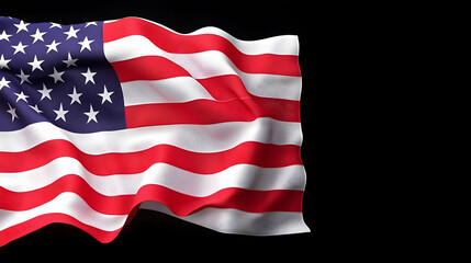 Obraz premium Waving American Flag Against Black Background