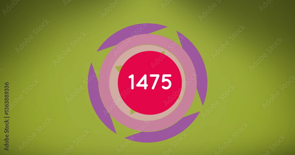 Poster digital image of circle shapes with numbers on green background