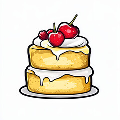 Premium bakery creation illustrating traditional dessert, bold vector sticker illustration