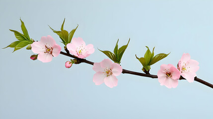 Obraz premium Pixel Art Pink Cherry Blossoms On Light Blue Background