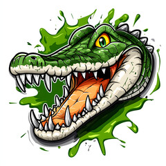 Obraz premium Ferocious crocodile head vector illustration, isolated on white