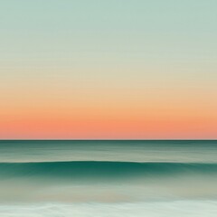 Fototapeta premium A serene seascape featuring calm waves under a pastel sky at dusk, creating a tranquil atmosphere.