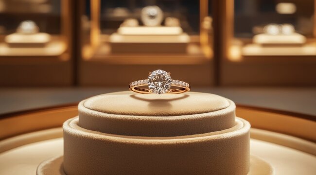 Oval diamond engagement ring on display. (1)