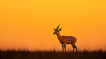 Antelope Silhouette At Sunset
