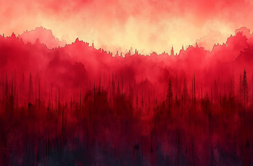 Red Watercolor Background with Dark Red Gradient and Texture – Vibrant Ink Effect for Artistic and Graphic Design Projects