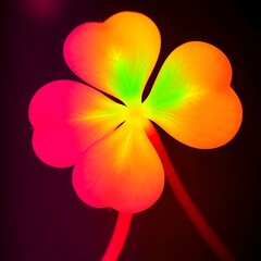 image of a four leaf clover in neon