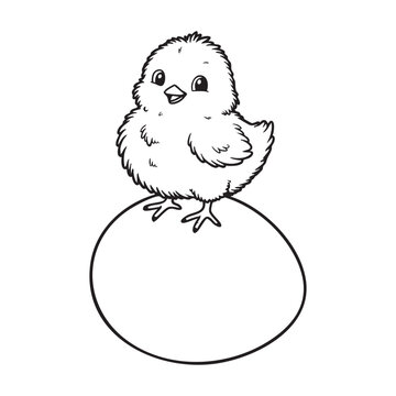 recommend clip art: Cute easter chick on egg coloring page illustration vector clip art image