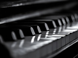 Piano keys in black and white with chromatic aberration effect