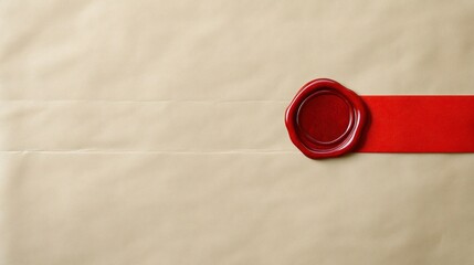 Red Wax Seal on Beige Paper with Red Ribbon