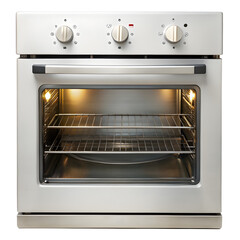 closeup of electric oven on white background