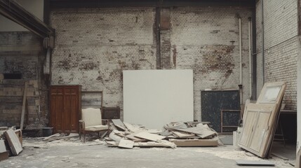 Abandoned Interior with Discarded Furniture and Raw Textures