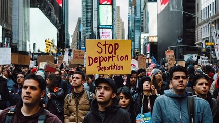 People protesting on a city street