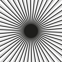 Obraz premium Sunburst black circle. Radiating striped rays. Optical line pattern. Vector abstract design.