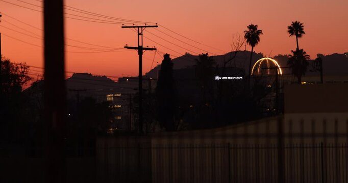 Riverside, California, USA - December 31, 204: Evening traffic passes through the Eastside neighborhood.