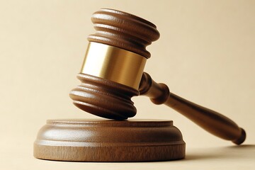 Obraz premium Court Gavel, Beige Background