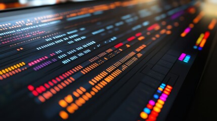 Colorful Data Visualization on Digital Screen with Bright Lines