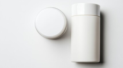 Minimalist White Cosmetic Containers on a Soft Light Background