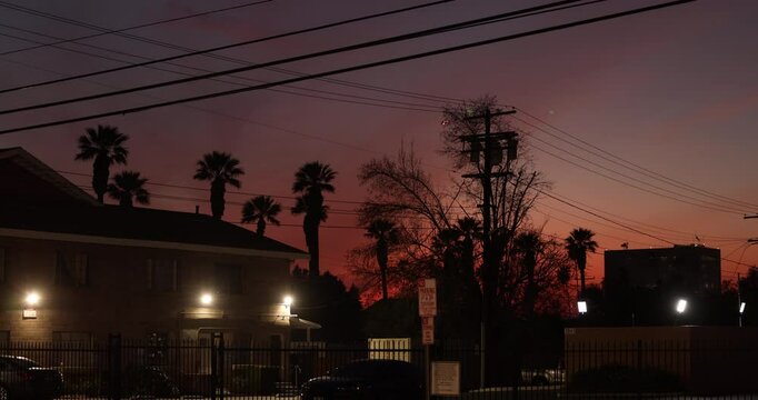 Riverside, California, USA - December 31, 204: Evening traffic passes through the Eastside neighborhood.