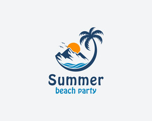 Summer beach mountain logo