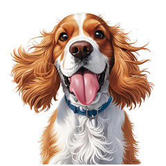 close up of  a  Cocker Spaniel dog  with white backdrop  