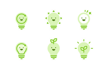 Green Light Bulbs Recycling symbol cartoon character, Sustainability Energy-saving and environmental care