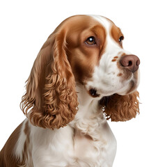 close up of a a  Cocker Spaniel dog  with white background 