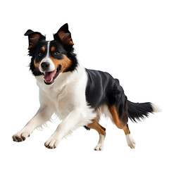 close up of a Border Collie dog with white backdrop 