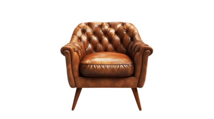 The Luxurious Chesterfield Armchair: Experience timeless elegance with a detailed studio shot of a classic brown leather Chesterfield armchair.