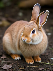 Fototapeta premium Brown lop earred rabbit sitting down