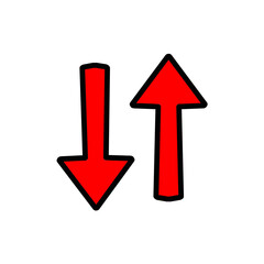 赤色の上下の矢印アイコン（方向・移動・切り替え・シンプルデザイン）