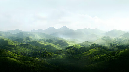 Fototapeta premium Misty Mountain Range Forest Landscape