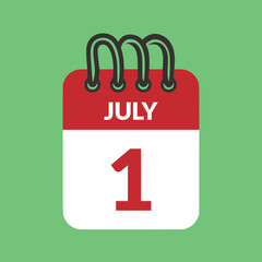 July 1 Calendar icon vector illustration.