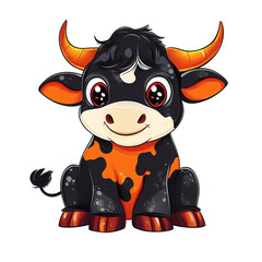 Obraz premium Baby Cow Dressed as Little Devil Clipart, Isolated on Transparent Background