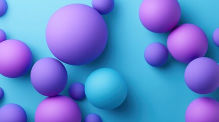 Abstract pastel spheres on blue background.