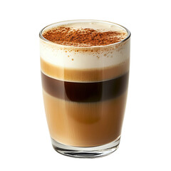 Elegant Latte in Glass Cup, Isolated on Transparent Background