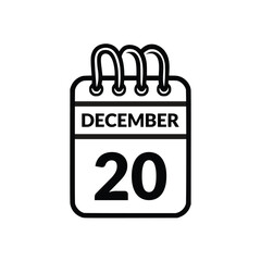 December 20 Calendar icon vector illustration.