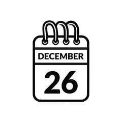 December 26 Calendar icon vector illustration.
