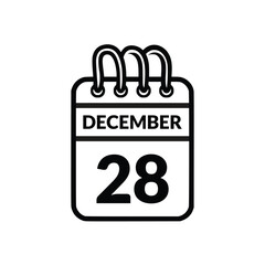 December 28 Calendar icon vector illustration.