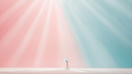 Spotlight Stage: Pink & Teal Minimalist Scene.